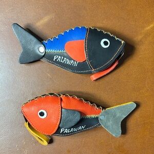Cute Multicolor Leather Fish Coin Pouch ( Bundle of 2)